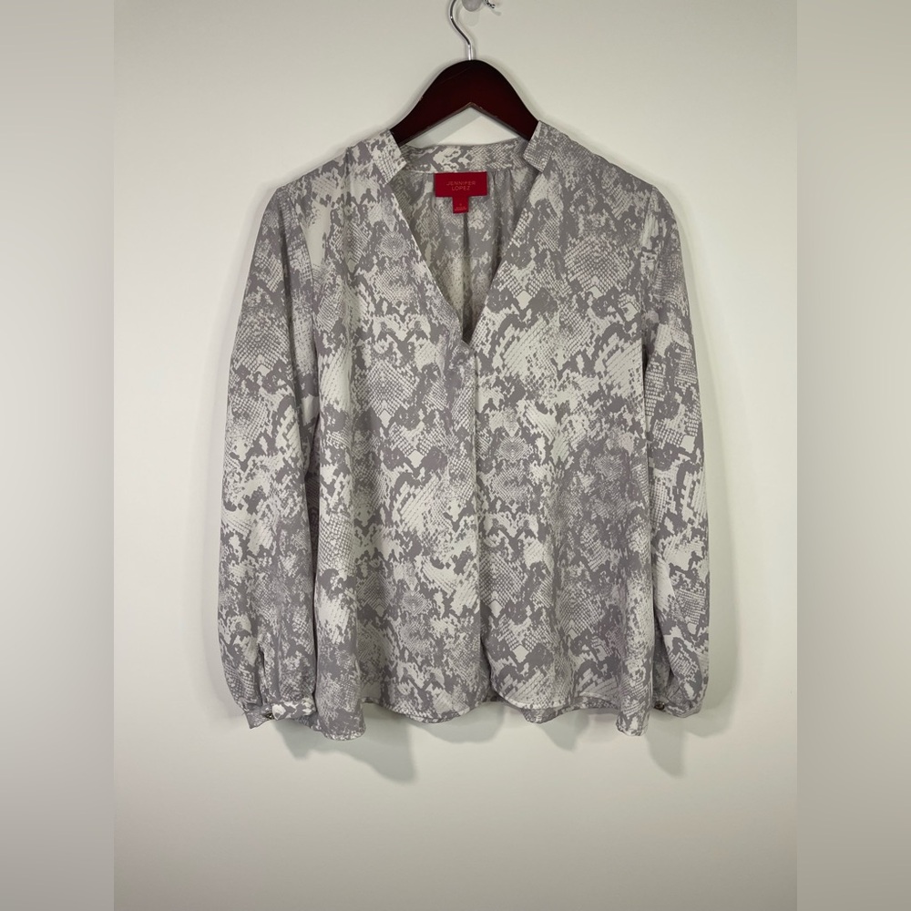 Jennifer Lopez Gray Snake Print Blouse - Picture 2 of 10